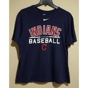 Nike Cleveland Indians Baseball Blue T-Shirt Size Large